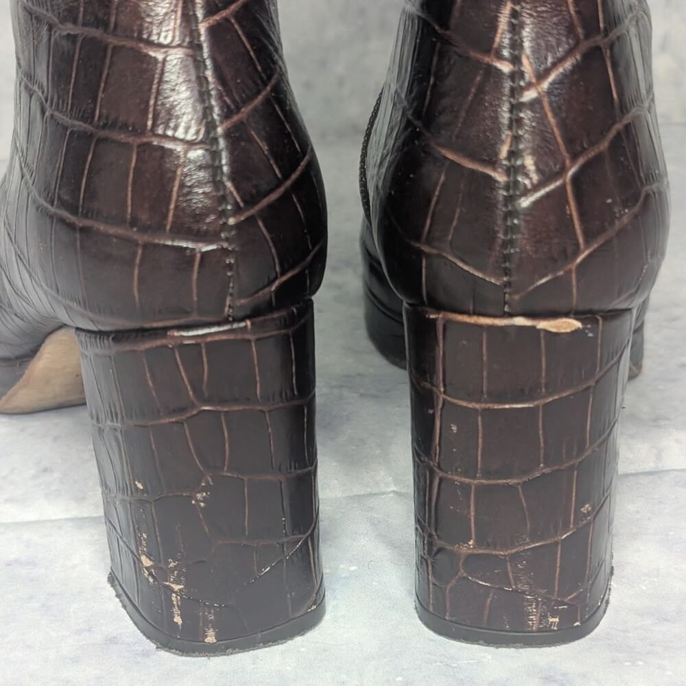 Miista Carlota Mahogany Croc Ankle Boots, Size 38 - Picture 10 of 13